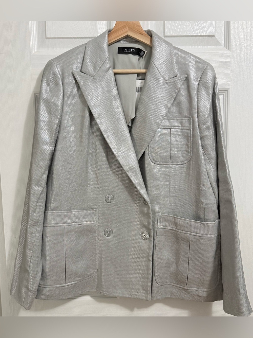 Lauren Foiled Metallica Linen-Cotton Blazer - Picture 3 of 6
